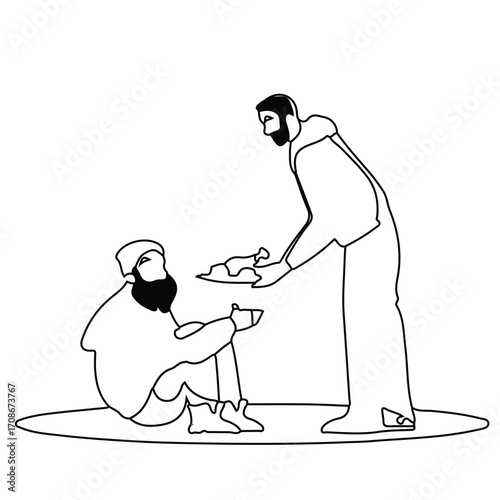 Helping Poor with Charity Donation Humanity Social Illustration