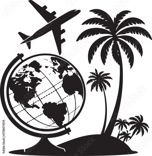 Minimalist World Tourism Day Silhouette with World Map and Traveler