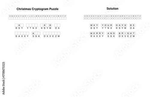 Christmas cryptogram puzzle with solution displayed  