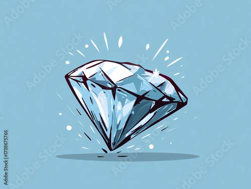 cartoon vector illustration of a diamond formed under pressure, quality under stress, valuable, gem style