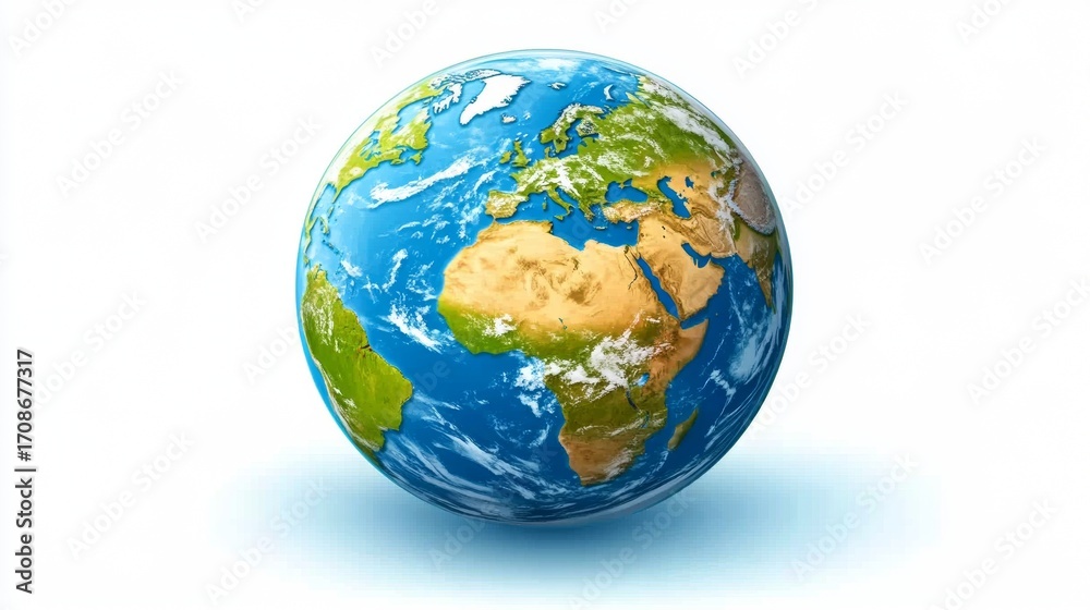 Fototapeta premium Planet Earth in full view from space. Geographical land and water mass distribution.