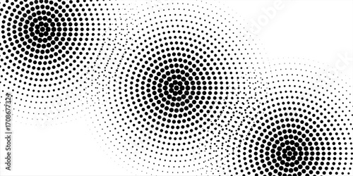 Comic background. Pop art style. Pattern with circles, halftone dotted backdrop. Radiating from the center starburst, sun burst dots. Design for web banners, Wallpaper, sites Vector