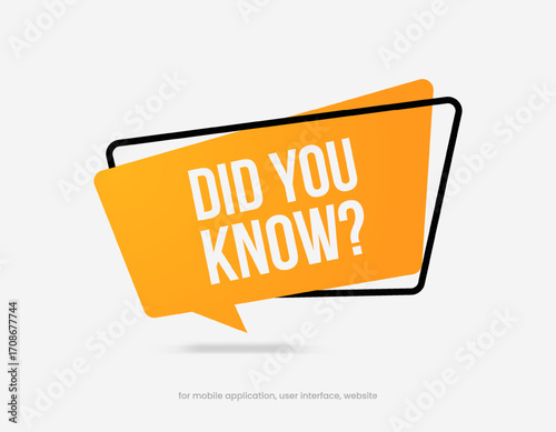 Did you know or hint, tip symbol icon badge. Banner with frame and bulb isolated on white background