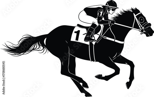 Horse racing silhouette vector image for graphic design editable vector