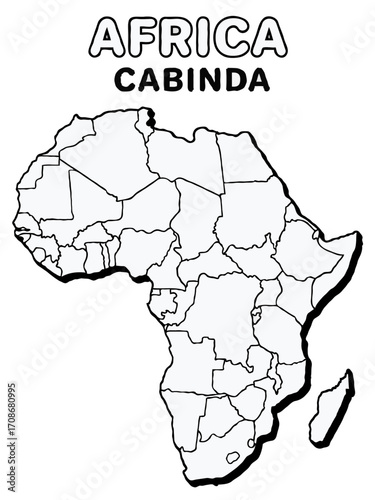 cabinda country in yellow highlighted map on africa continent map detailed vector illustration	