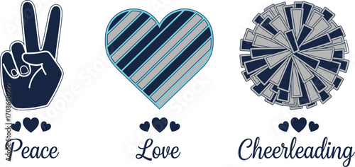 Peace love cheerleading vector graphic design element editable vector
