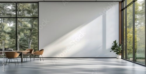 Modern Art Gallery Space Featuring Empty Canvas and Large Windows Showcasing ...
