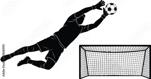 Soccer goalkeeper saving ball vector illustration editbale