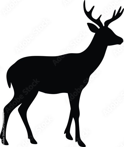 Deer Silhouette Vector Illustration of Majestic Backyard Wildlife Animal Icon for Nature and Outdoor Design