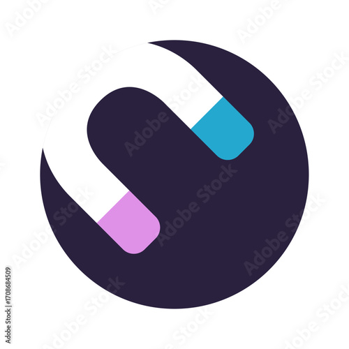 Simple abstract horseshoe magnet icon on a dark background