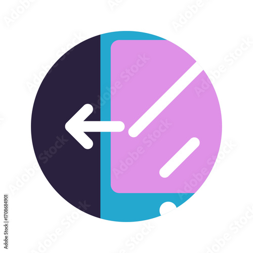 Minimalist user interface icon showing a swipe left or go back action on a mobile device