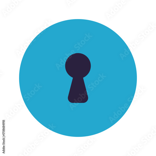 Vector graphic of a simple keyhole inside a blue circle, symbolizing security and privacy