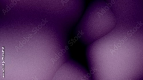 Lilac, pale purple, violet abstract blobby shapes morphing on black background. Flowing bubbles, drops. Liquid gradient. Grainy noise, grunge texture. Smooth fluid animation. Retro futuristic design
