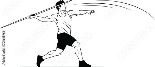 Javelin thrower athlete throwing javelin sport vector editable vector