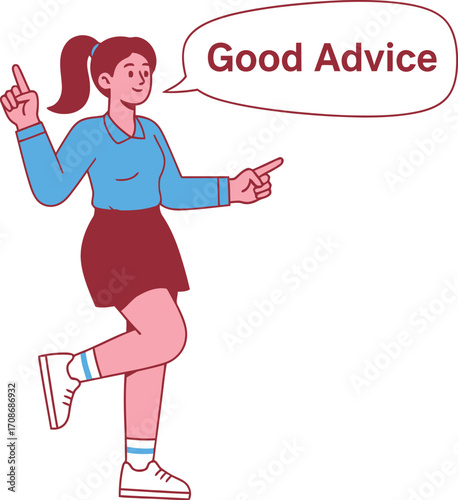 Seeking expert advice woman giving tips and guidance editable vector