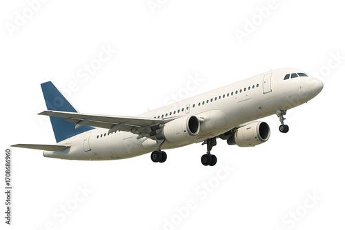 White Passenger Airplane Taking Off with Landing Gear Extended aircraft passenger plane