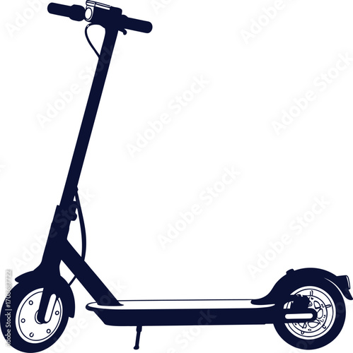 Electric scooter personal transport mobility device editable vector