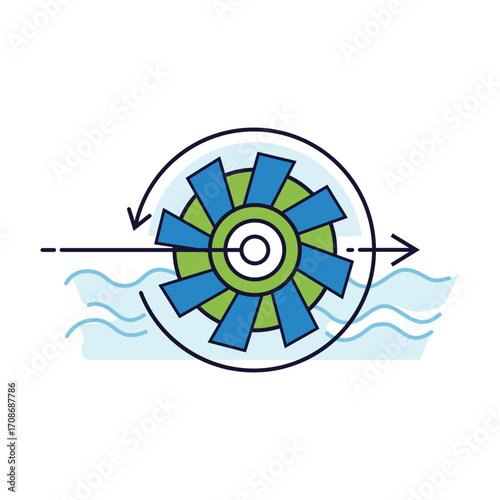 Hydropower Energy Turbine Icon