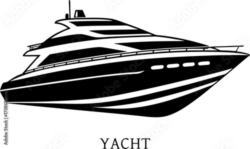 A luxury yacht with sleek design, isolated on Png Background