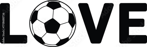Soccer ball love design for sports fans and players editable vector