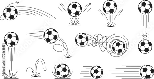 Soccer ball movement vector set graphic design sport editable vector