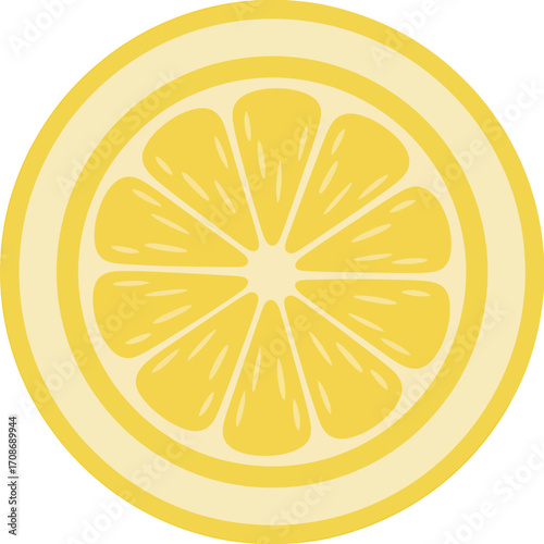Bright Yellow Lemon Slice Illustration Perfect for Summer Recipes and Refreshing Beverage Design Elements for Healthy Living and Nutrition