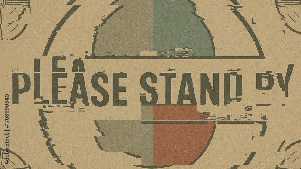 Distorted Stand Please stand by text Distorted retro TV test pattern with the text ...