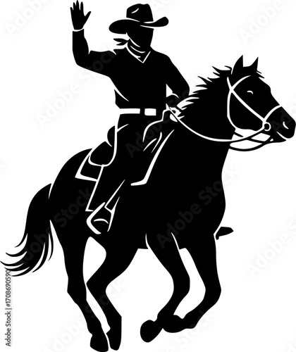 Cowboy silhouette, Сowboy svg, Cowboy clipart, Horse cowboy silhouette, Cowboy vector illustration
