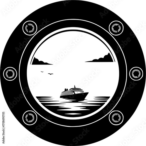 Porthole silhouette, Porthole svg, Cruise svg, Cruise ship svg, Boat porthole svg, Porthole clipart, Ship porthole clipart, Ship porthole window svg, Boat porthole silhouette