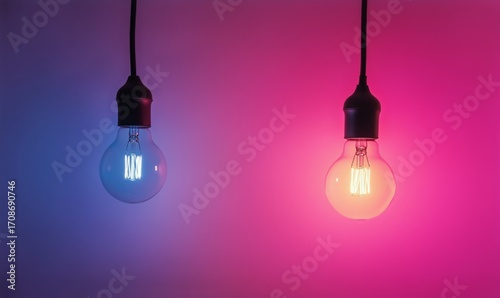 Colorful Light Bulbs Illuminate a Wall With Soft Tones in a Modern Setting fo...