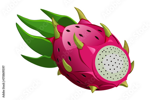 Fruits Flat Design Icon Set and Colorful & Healthy Illustration