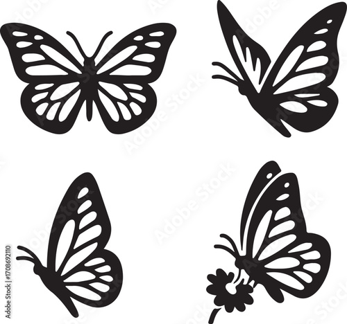 A vibrant collection of monarch butterfly illustrations and silhouettes, perfect for a beautiful vector nature design