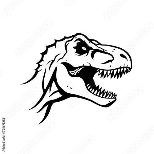 Tyrannosaurus Rex. Tyrannosaurus Rex simple black and white line art vector logo