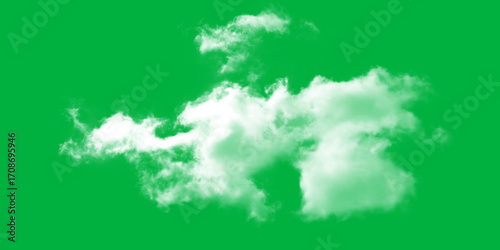 Bild auf Leinwand A fluffy white cloud drifting serenely across a vibrant green screen background
