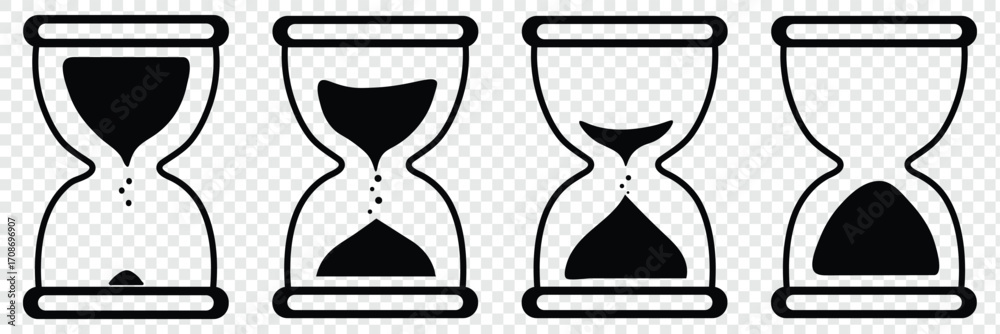 Fototapeta premium Sand watch icon set. Hourglass symbol. Flat vector illustration. Hourglass Thin Icons Collection. Editable Stroke. Suitable for Web Sites, Books, Cards, Apps. Hourglass icon filled flat sign concept 