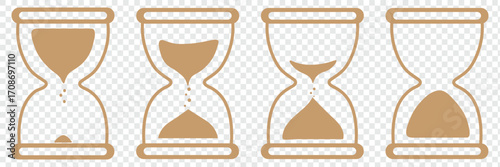 Sand watch icon set. Hourglass symbol. Flat vector illustration. Hourglass Thin Icons Collection. Editable Stroke. Suitable for Web Sites, Books, Cards, Apps. Hourglass icon filled flat sign concept 