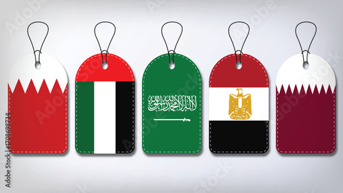 Illustration Vector Featuring Saudi Arabia, UAE, Qatar, Egypt and Bahrain Identities