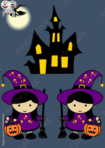 Twin Witches Halloween