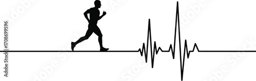 Running and heart health cardio exercise fitness concept editable vector
