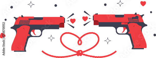 Guns and hearts vector illustration love and weapons art editable vector
