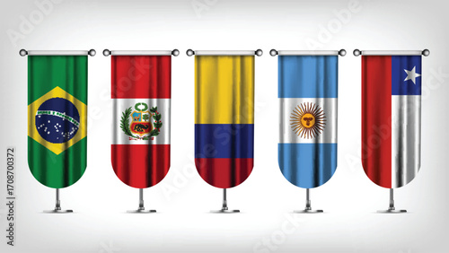 Illustration Vector Featuring Brazil, Argentina, Colombia, Chile and Peru  Identities