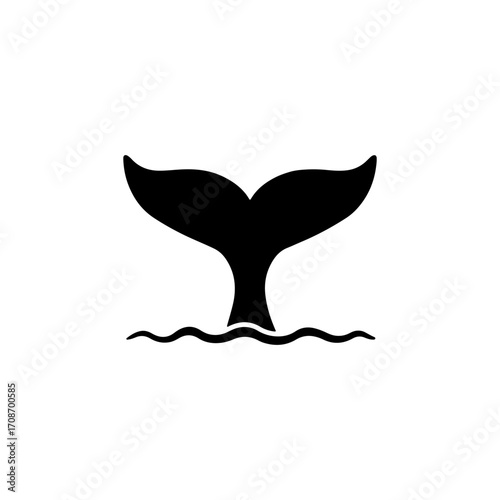 Whale tail icon silhouette vector flat illustration design.