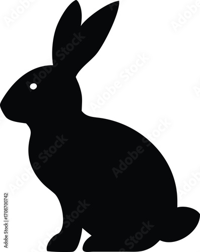 Rabbit Silhouette Vector Illustration of Common Backyard Wildlife Animal Icon for Nature Design