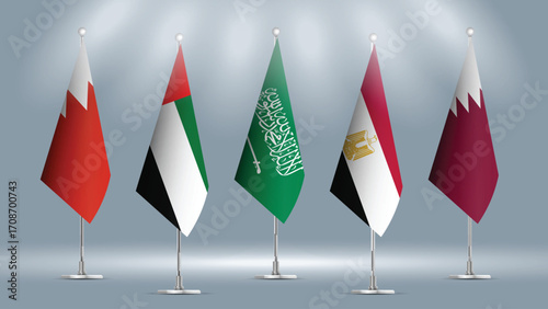 Illustration Vector Featuring Saudi Arabia, UAE, Qatar, Egypt and Bahrain Identities