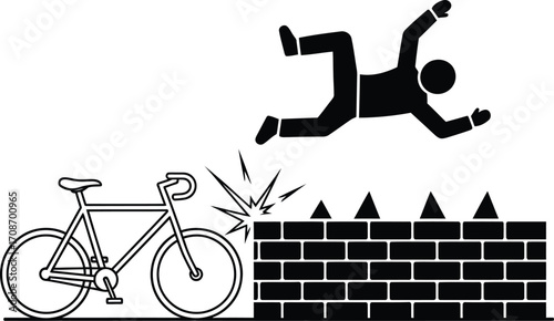 Bicycle accident bike crash cyclist falling off bike vector editable vector