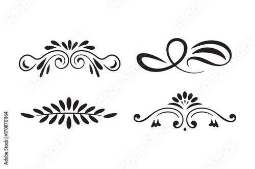 Elegant black flourish ornaments for design and decoration