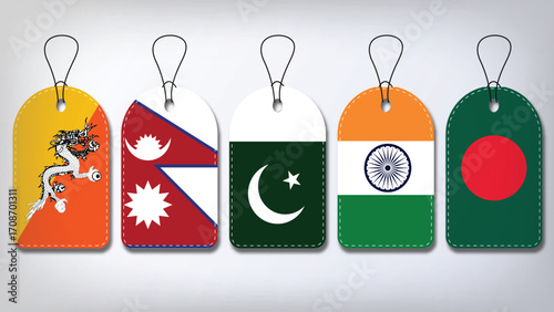 Illustration Vector Featuring India, Pakistan, Bangladesh, Nepal and Bhuthan  Identities