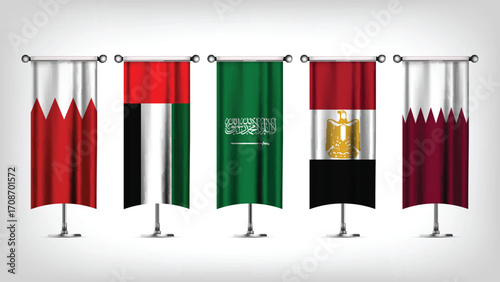 Illustration Vector Featuring Saudi Arabia, UAE, Qatar, Egypt and Bahrain Identities