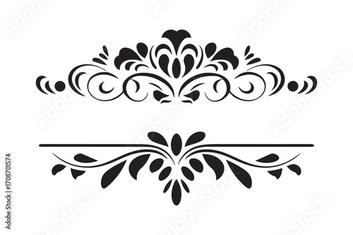 Elegant black flourish and scrollwork decorative elements