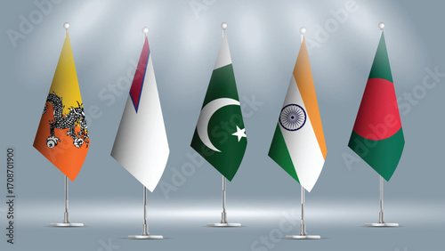 Illustration Vector Featuring India, Pakistan, Bangladesh, Nepal and Bhuthan  Identities
